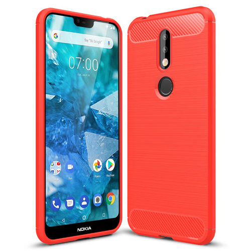 Flexi Slim Carbon Fibre Case for Nokia 7.1 - Brushed Red